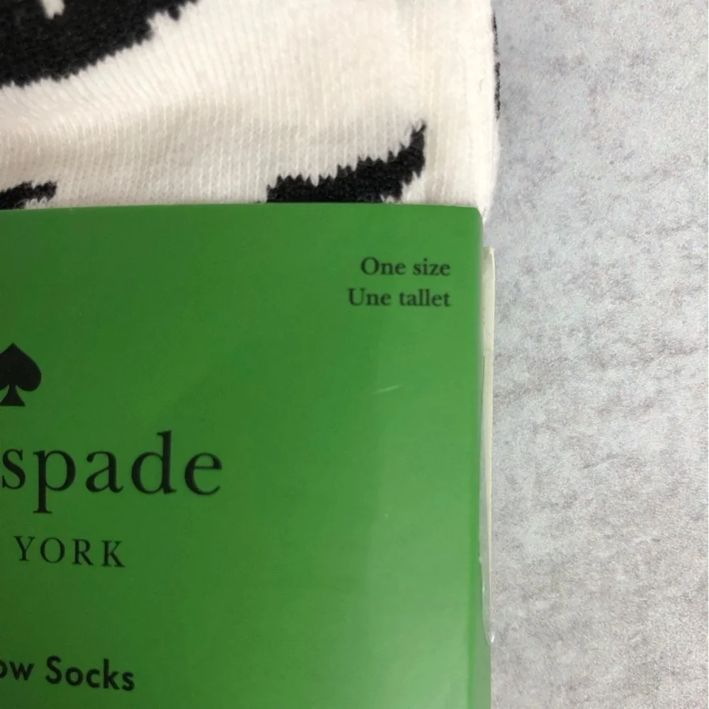 Kate Spade Womens White and Black Floral Knit Socks No Show Three Pack